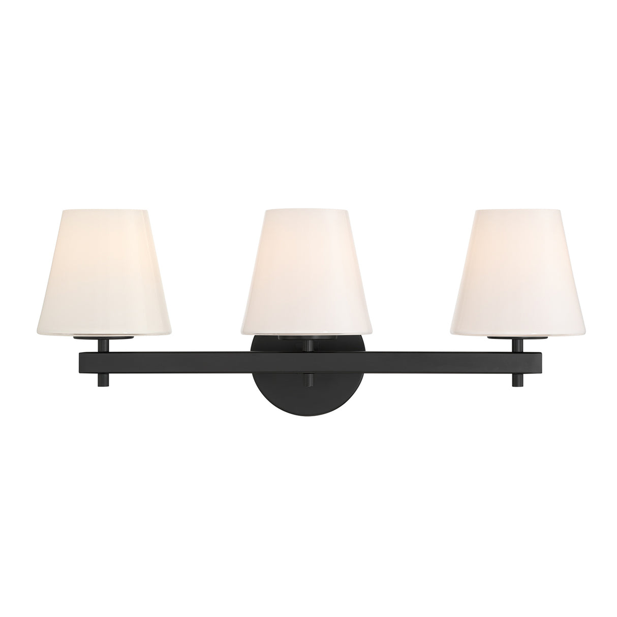 Atticus 3 Light Vanity, Black and Opal Glass
