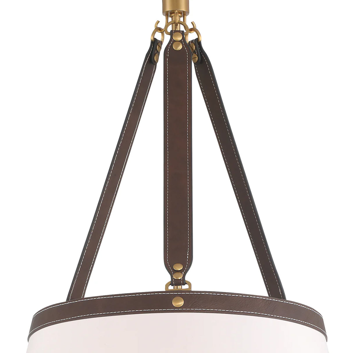 Spencer Large Pendant 21", Brass with Brown Leather Accents