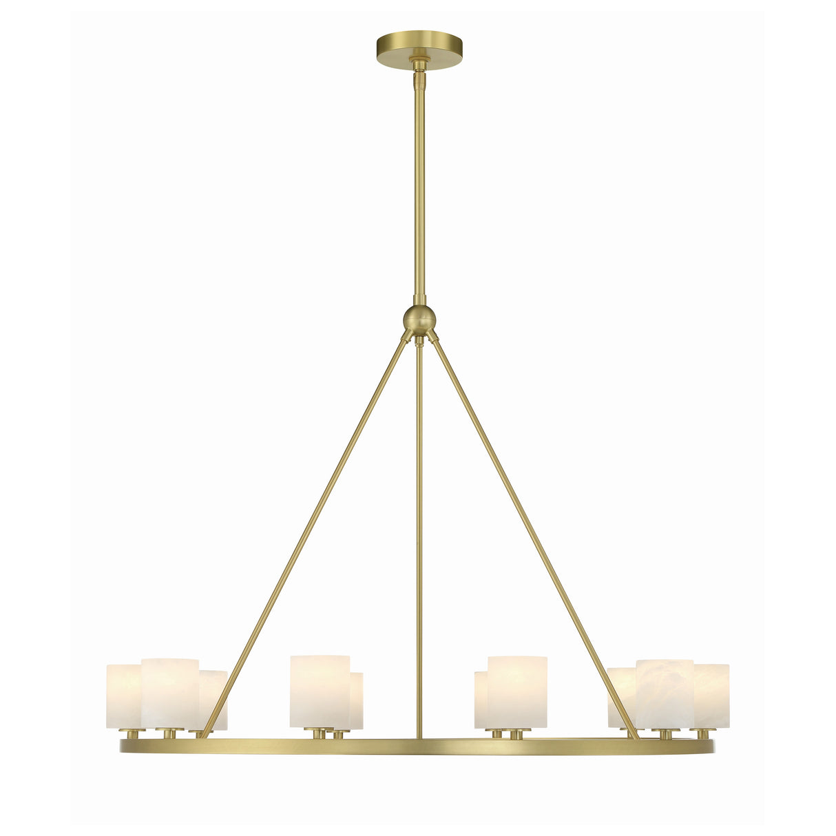 Arlo 10 Light Ring Chandelier 35", Soft Brass and Alabaster