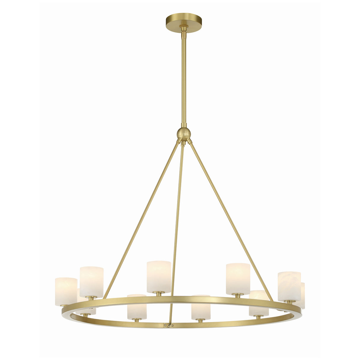 Arlo 10 Light Ring Chandelier 35", Soft Brass and Alabaster