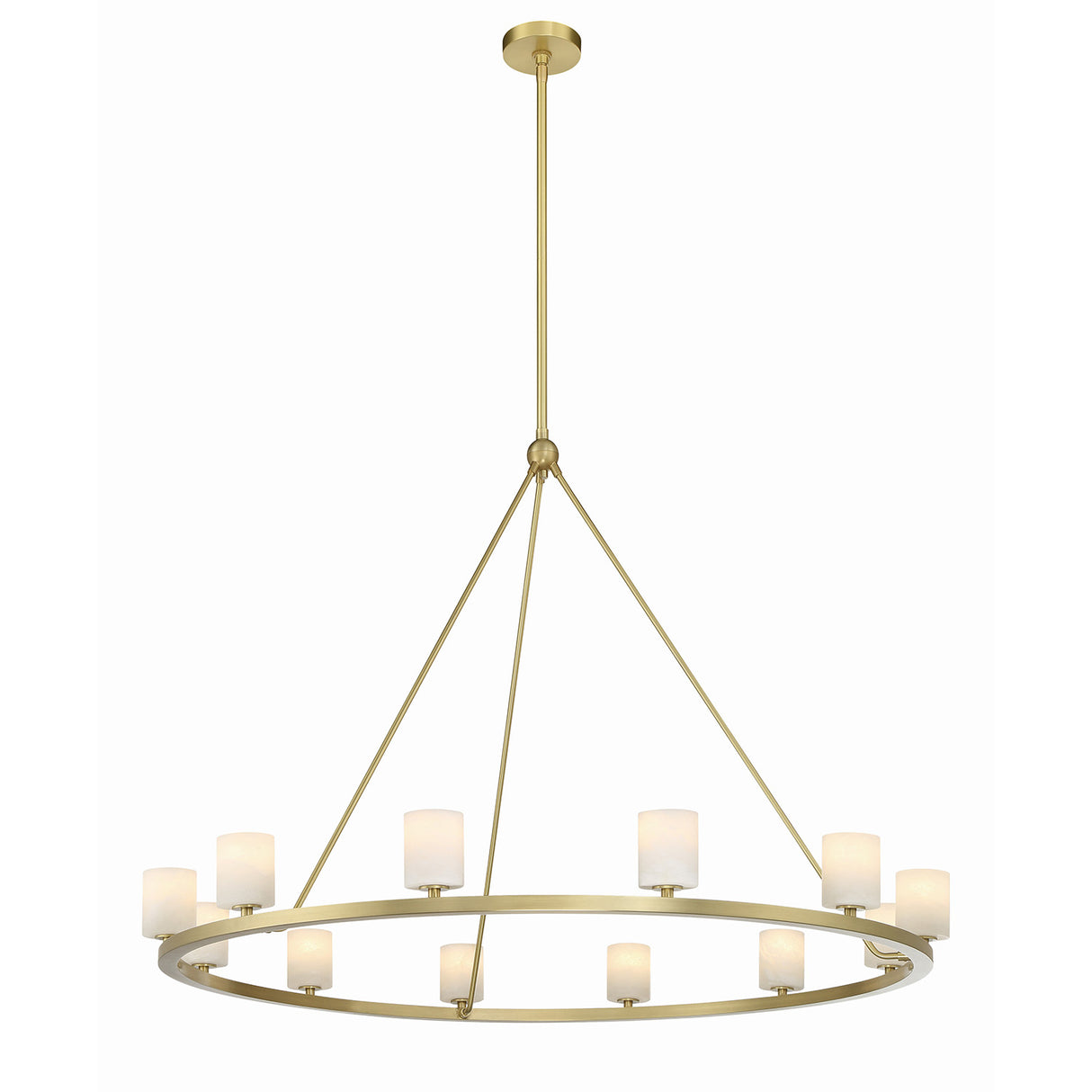 Arlo 12 Light Ring Chandelier 47", Soft Brass and Alabaster