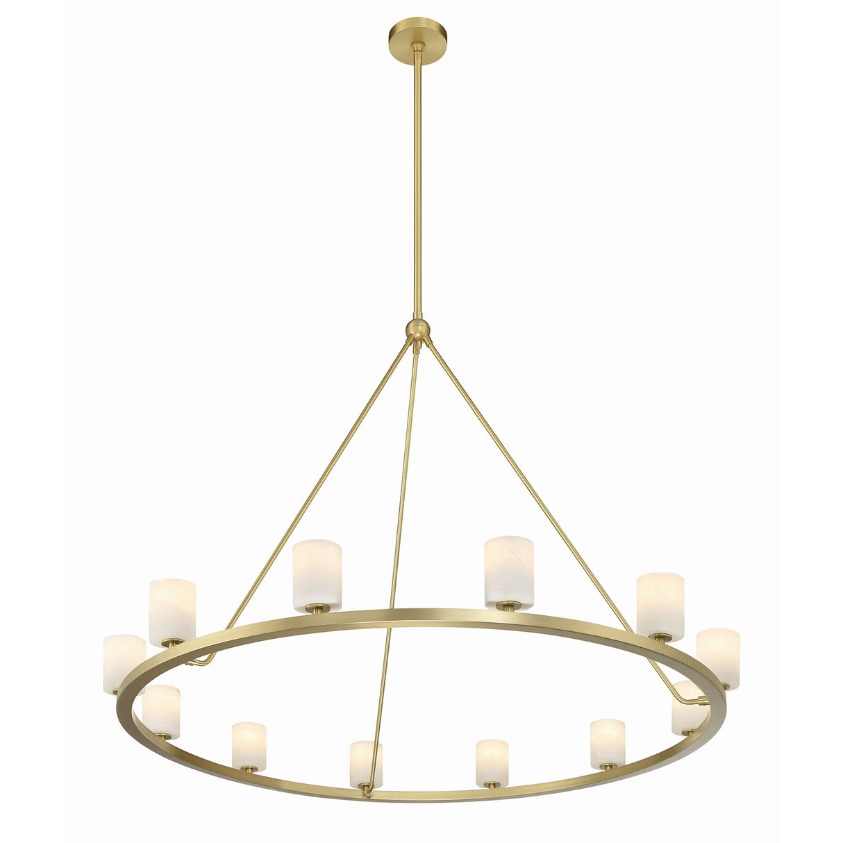 Arlo 12 Light Ring Chandelier 47", Soft Brass and Alabaster