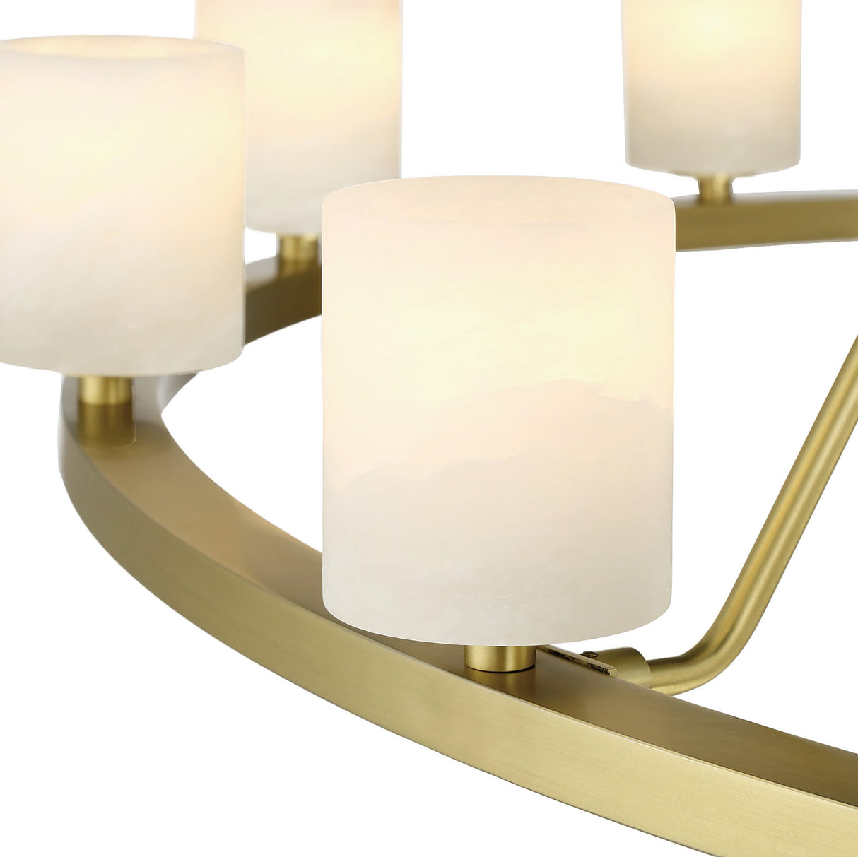 Arlo 10 Light Ring Chandelier 35", Soft Brass and Alabaster