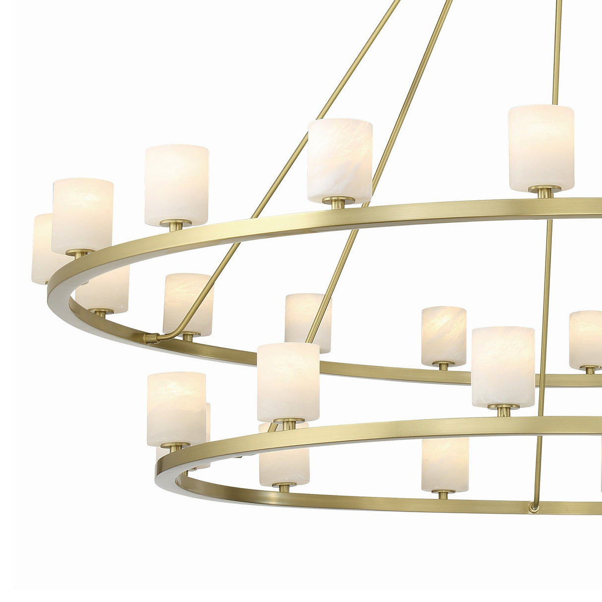 Arlo 30 Light Two-Tier Ring Chandelier 59", Soft Brass and Alabaster