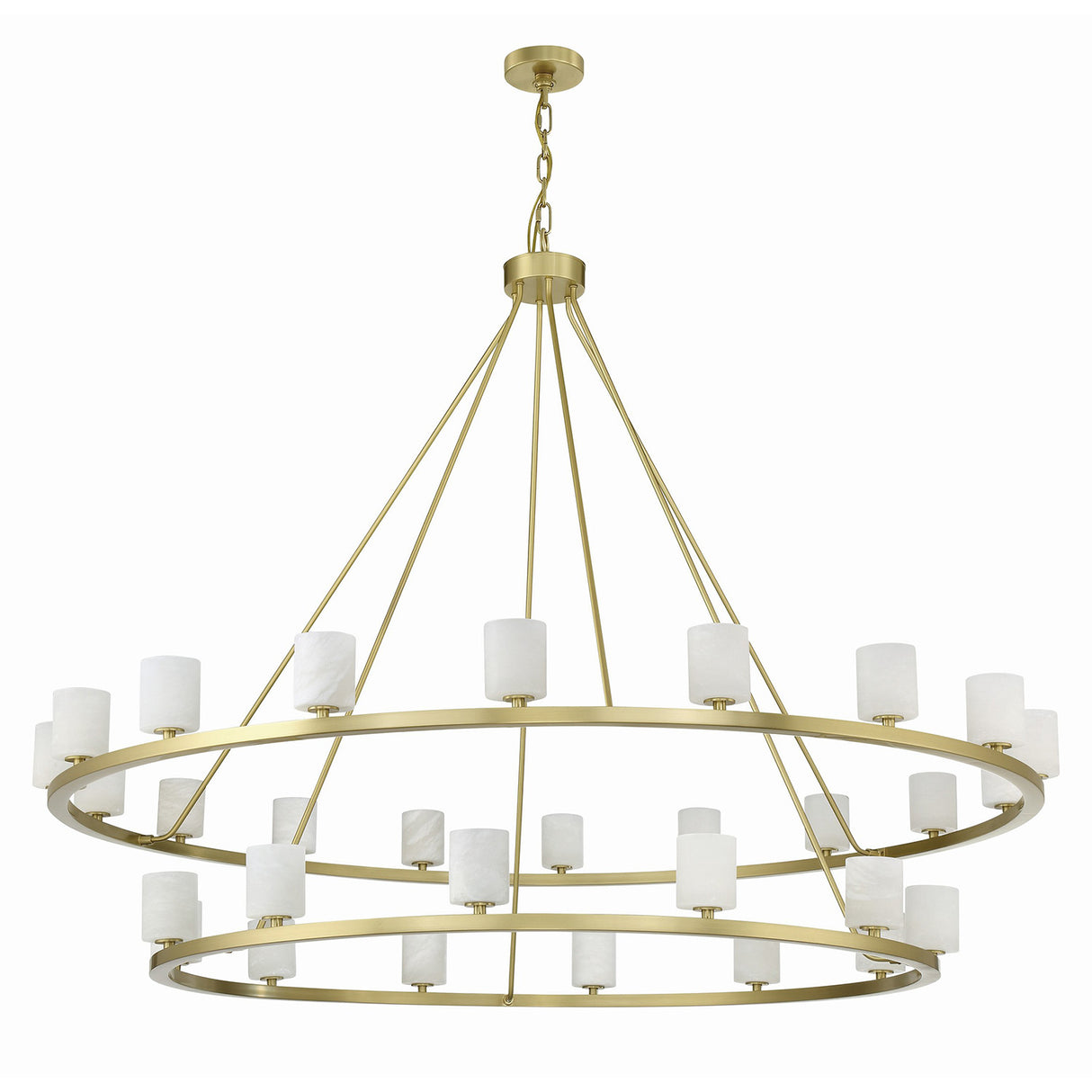 Arlo 30 Light Two-Tier Ring Chandelier 59", Soft Brass and Alabaster