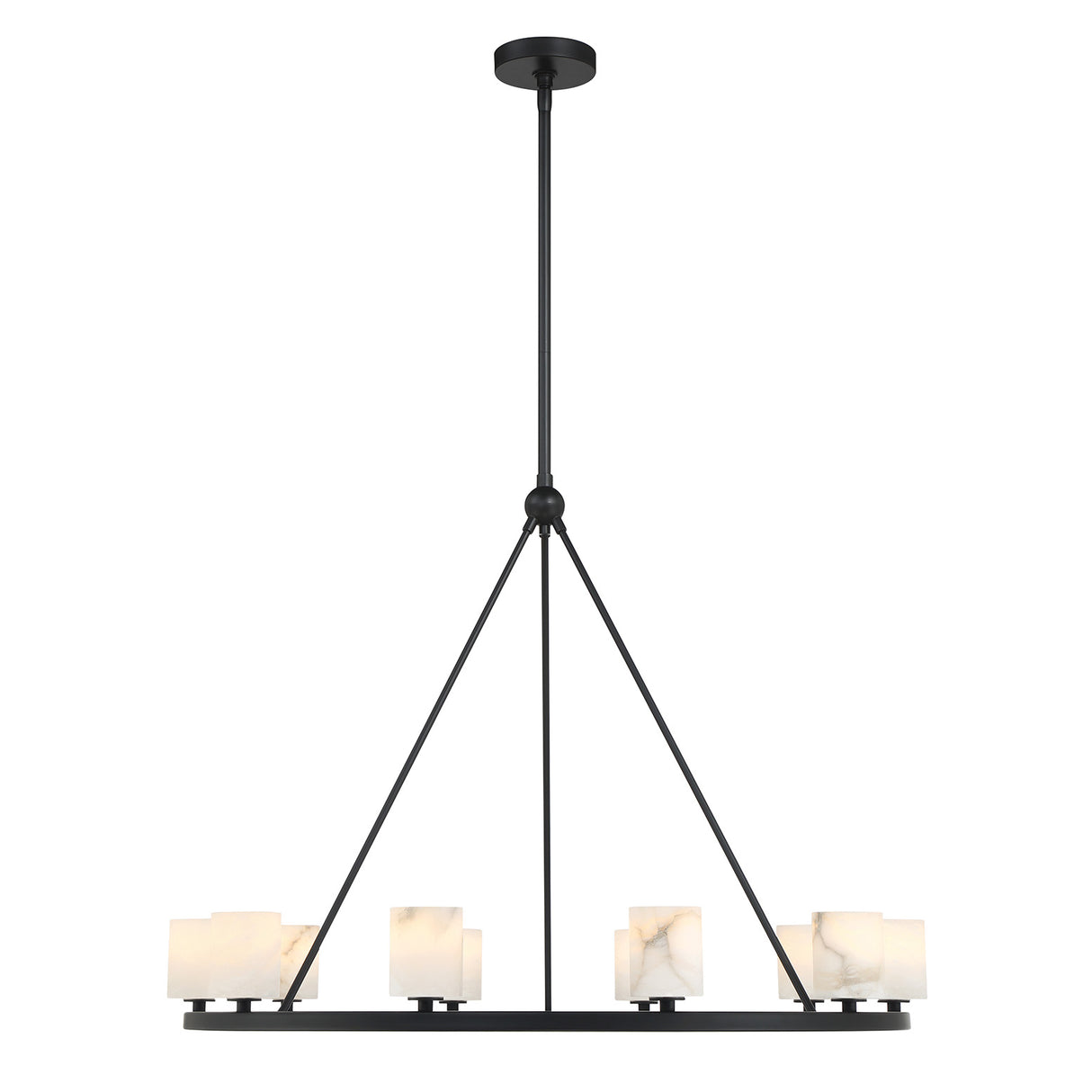 Arlo 10 Light Ring Chandelier 35", Matte Black and Alabaster