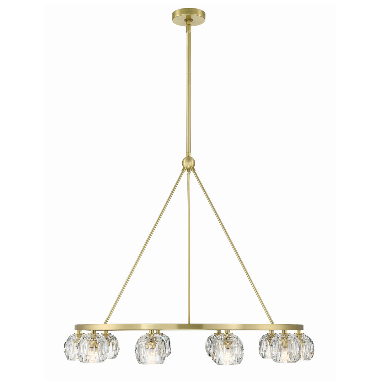 Silas 10 Light Ring Chandelier 36", Soft Brass and Faceted Crystal