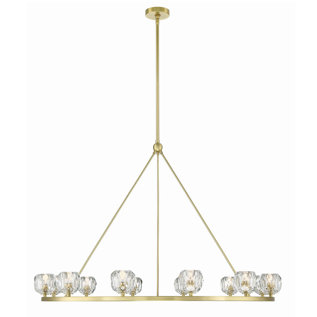 Silas 12 Light Ring Chandelier 48", Soft Brass and Faceted Crystal