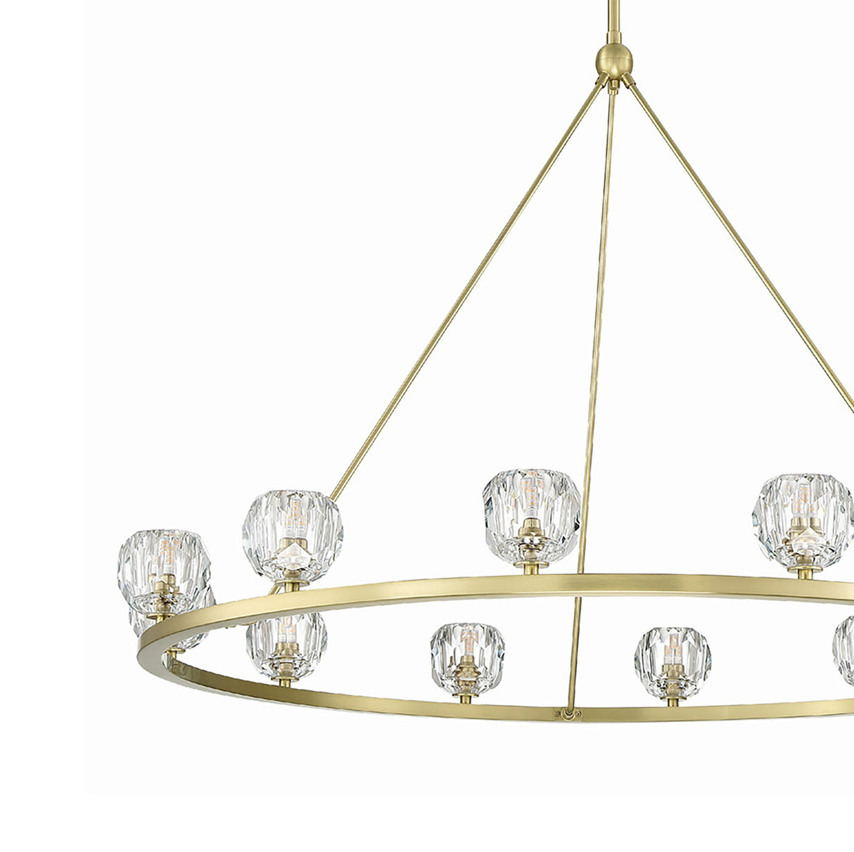 Silas 12 Light Ring Chandelier 48", Soft Brass and Faceted Crystal