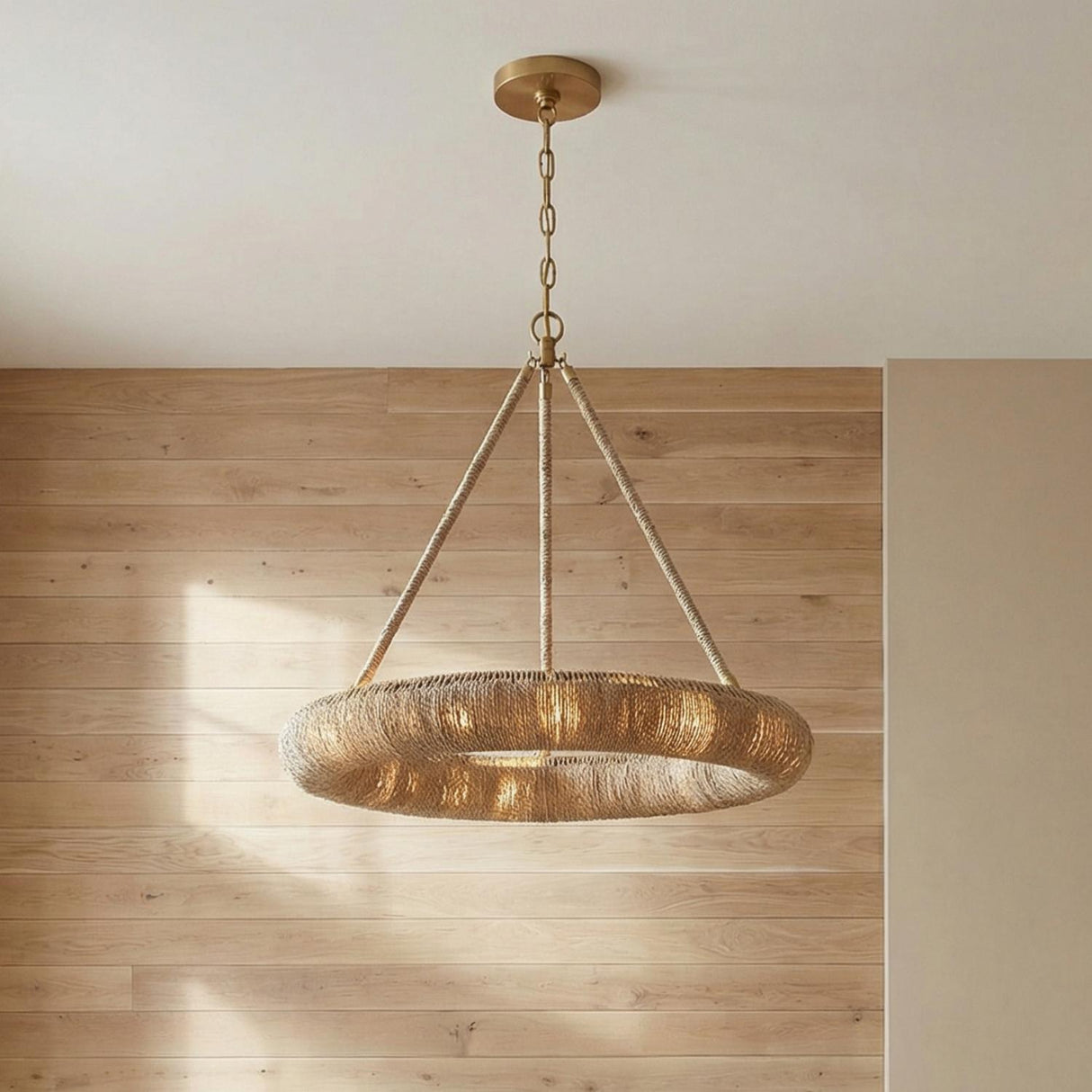 Seabrook LED Chandelier, Small 24", Lake Grass and Soft Brass