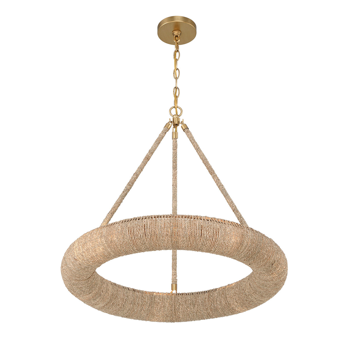 Seabrook LED Chandelier, Small 24", Lake Grass and Soft Brass