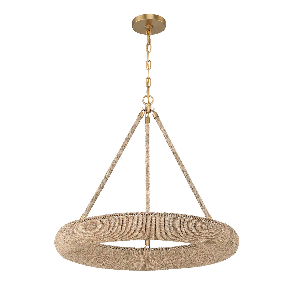 Seabrook LED Chandelier, Small 24", Lake Grass and Soft Brass