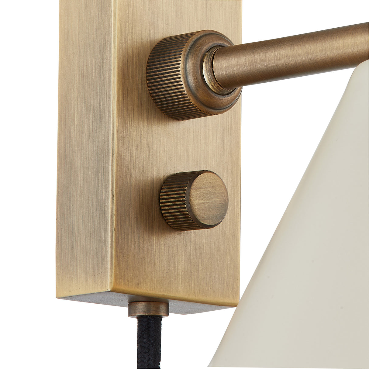 Ansel Plug-In Wall Sconce, Soft Sand and Patina Brass