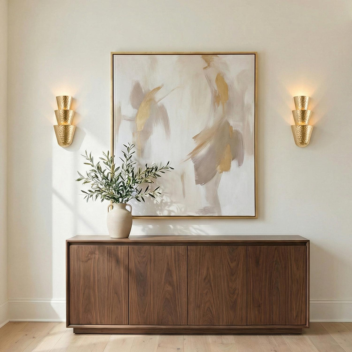 Vedra Wall Sconce 18", Hammered Gold Leaf