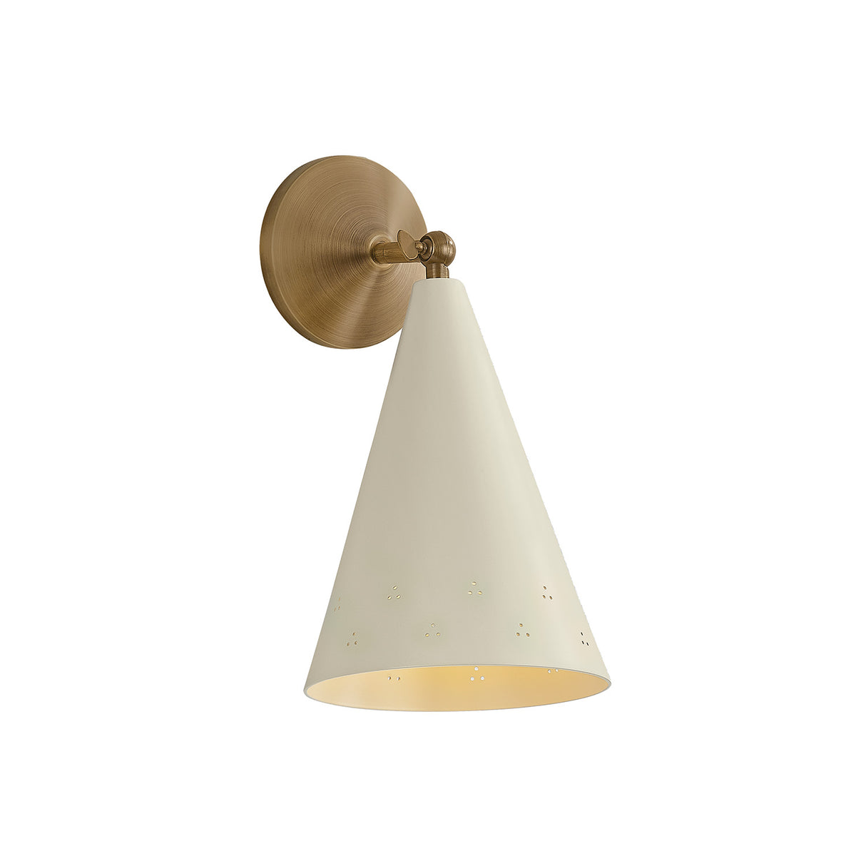 Jerico Adjustable Wall Sconce 13", Soft Sand and Patina Brass
