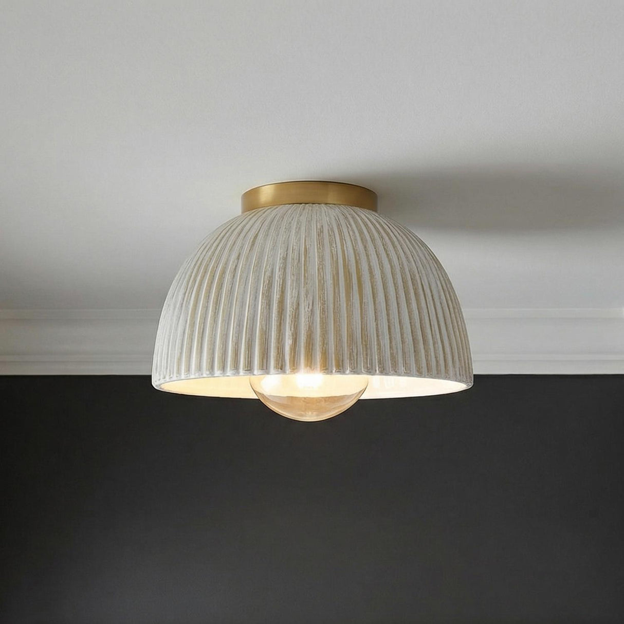 Pippa Flush Mount 12", Aged Brass and Rustic White