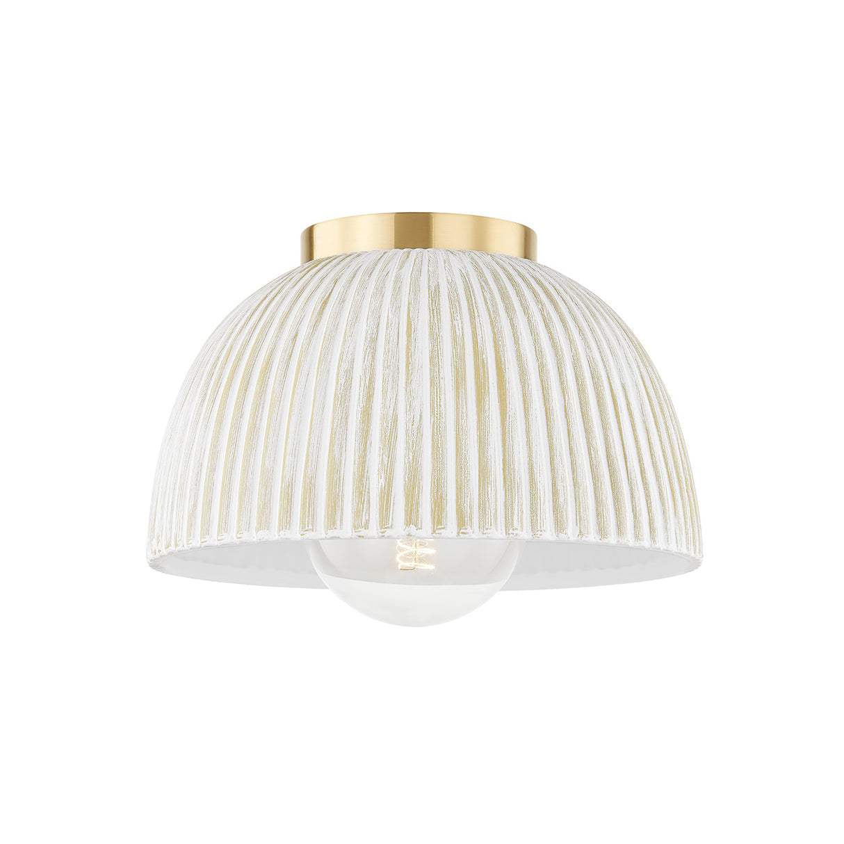 Pippa Flush Mount 12", Aged Brass and Rustic White