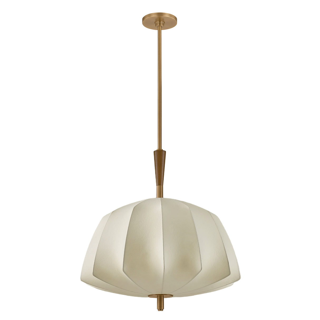 Winthrop Fabric Pendant, Medium, 20", Patina Brass and Wood