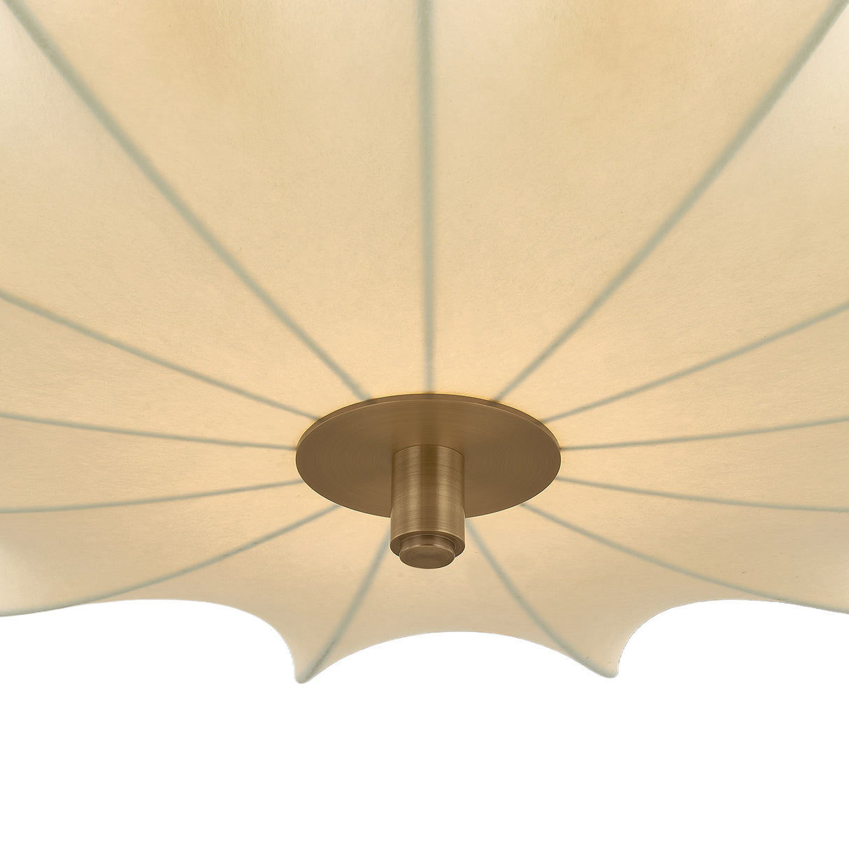 Winthrop Fabric Pendant, Large 32", Patina Brass and Wood