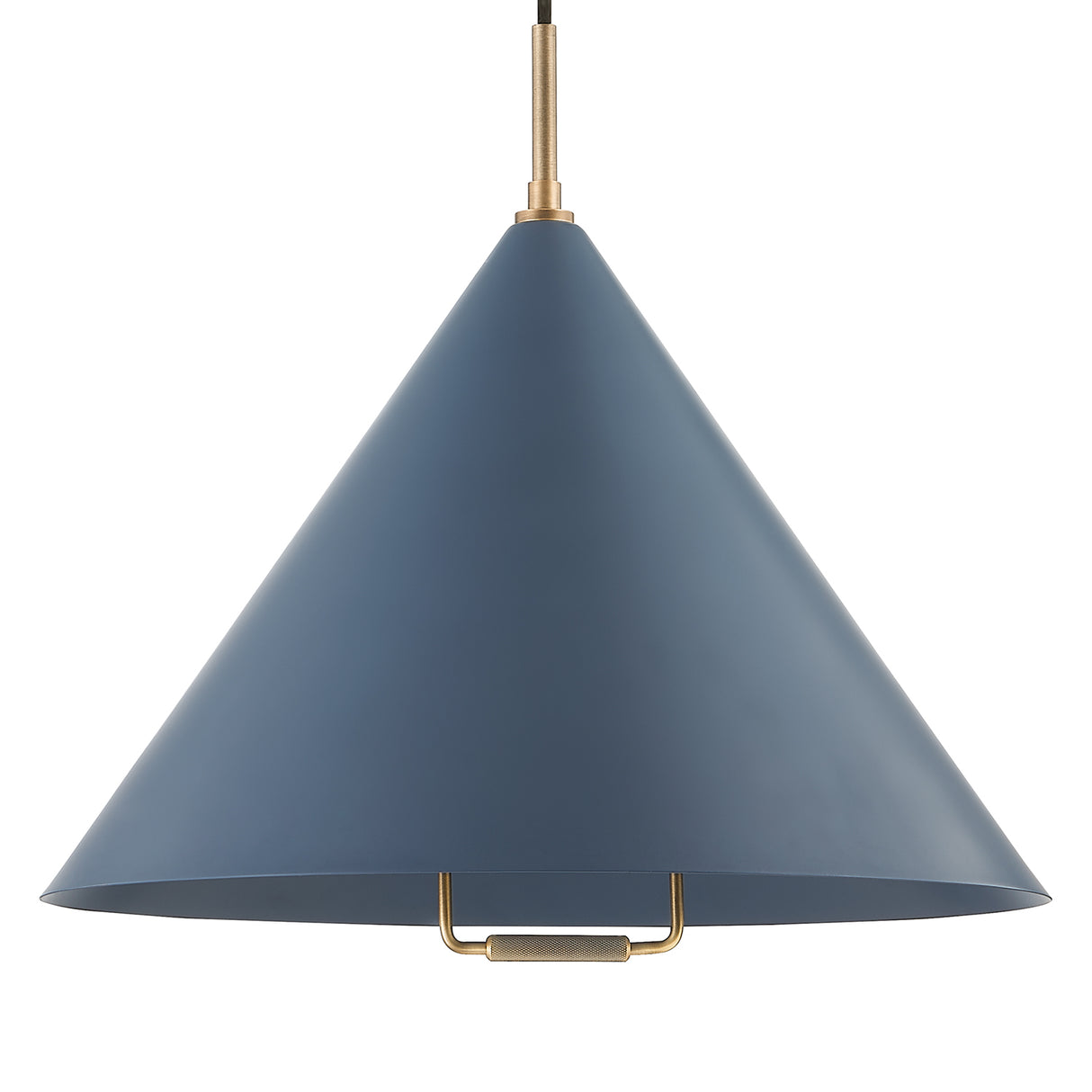 Hadley Pull-Down Pendant 18", Vintage Blue and Patina Brass
