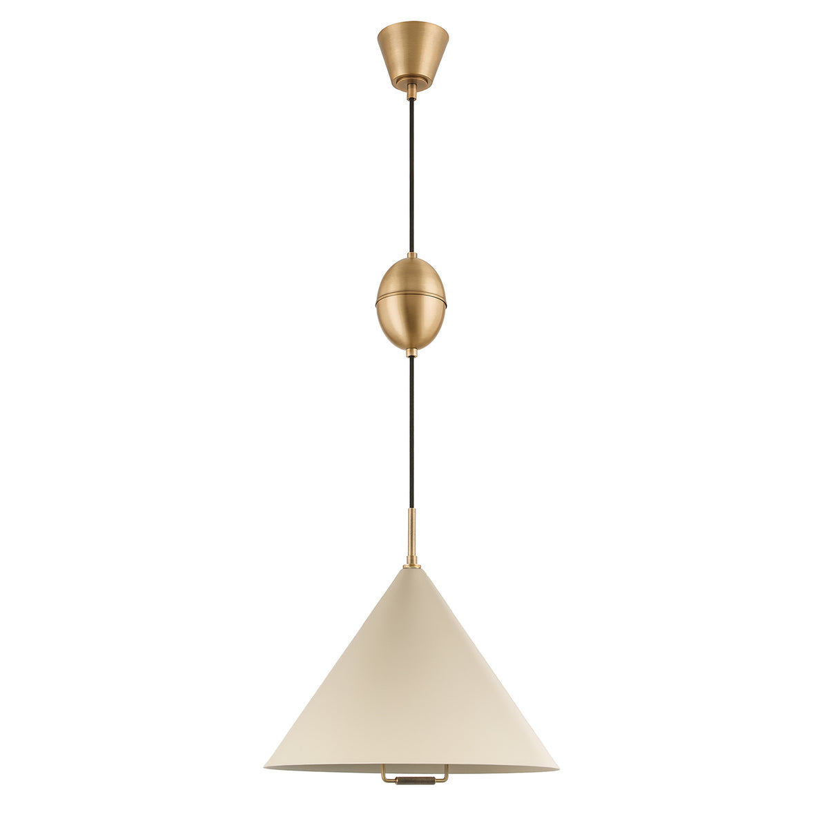 Hadley Pull-Down Pendant 18", Soft Sand and Patina Brass