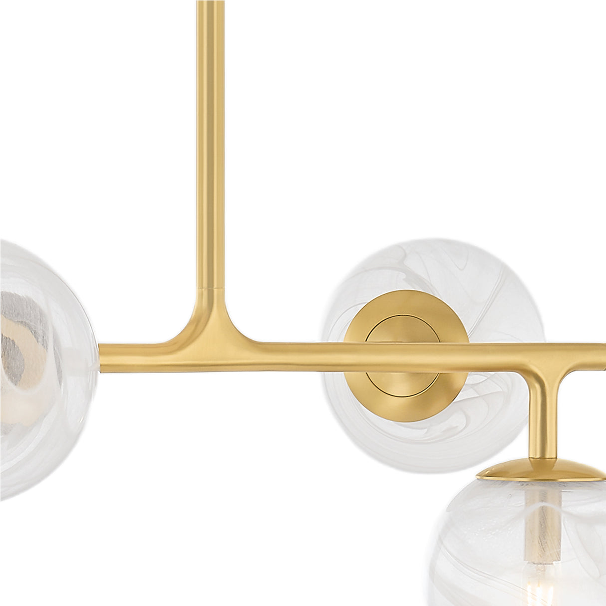 Soraya 8 Light Linear Chandelier 60", Brass and Art Glass