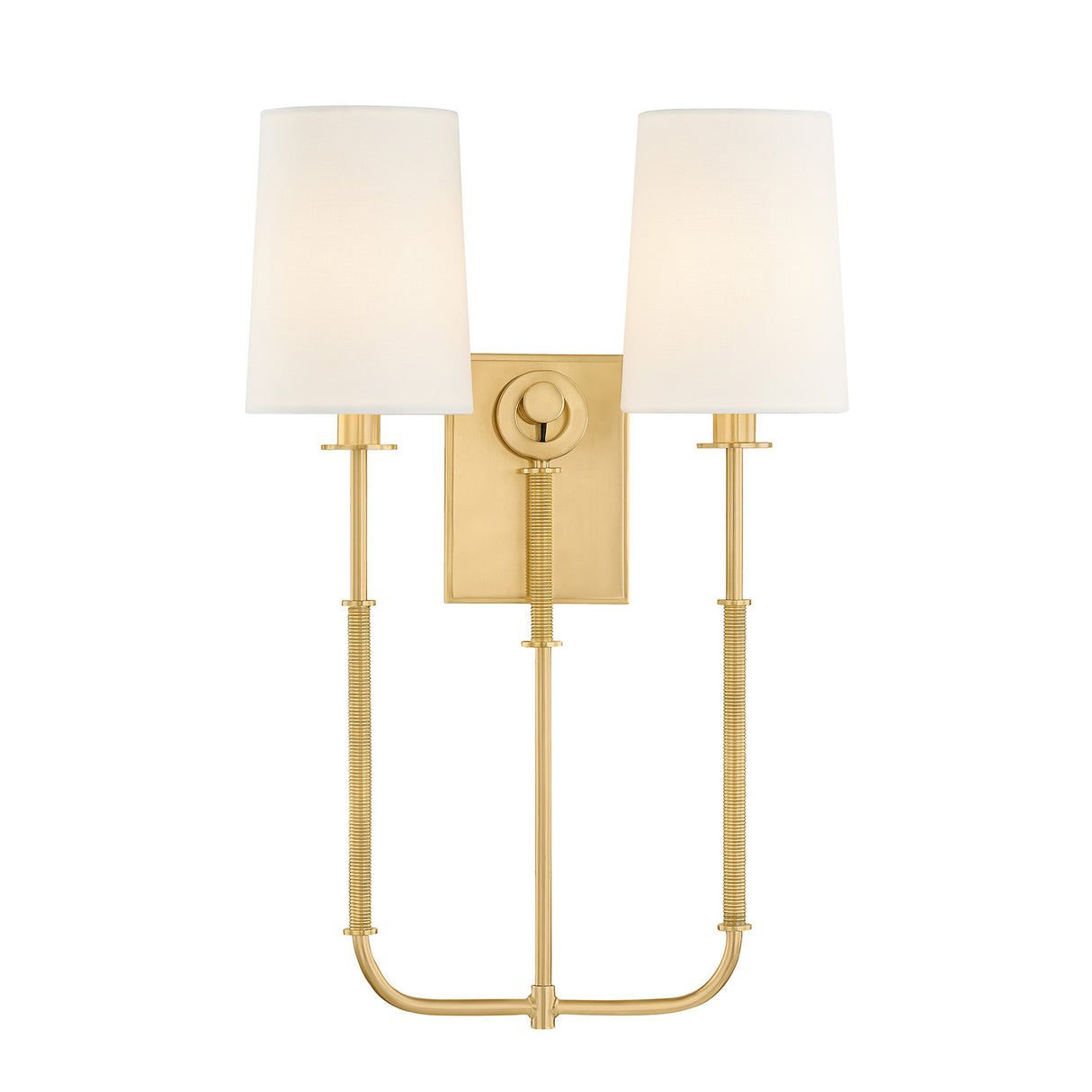 Pratt Double Wall Sconce 21", Aged Brass