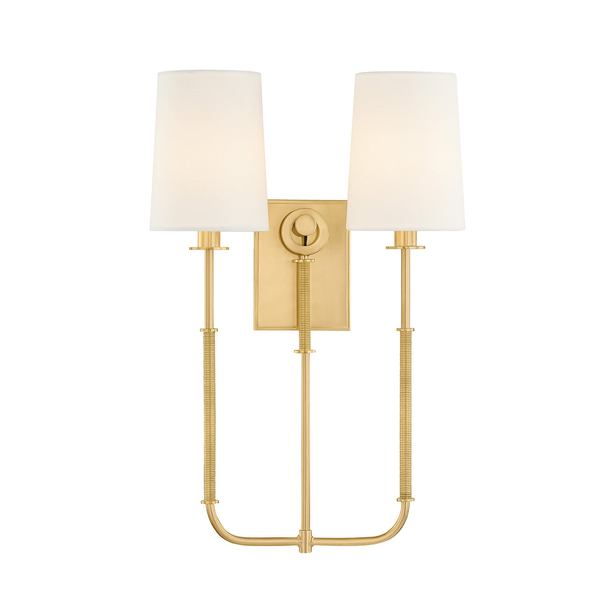 Pratt Double Wall Sconce 21", Aged Brass