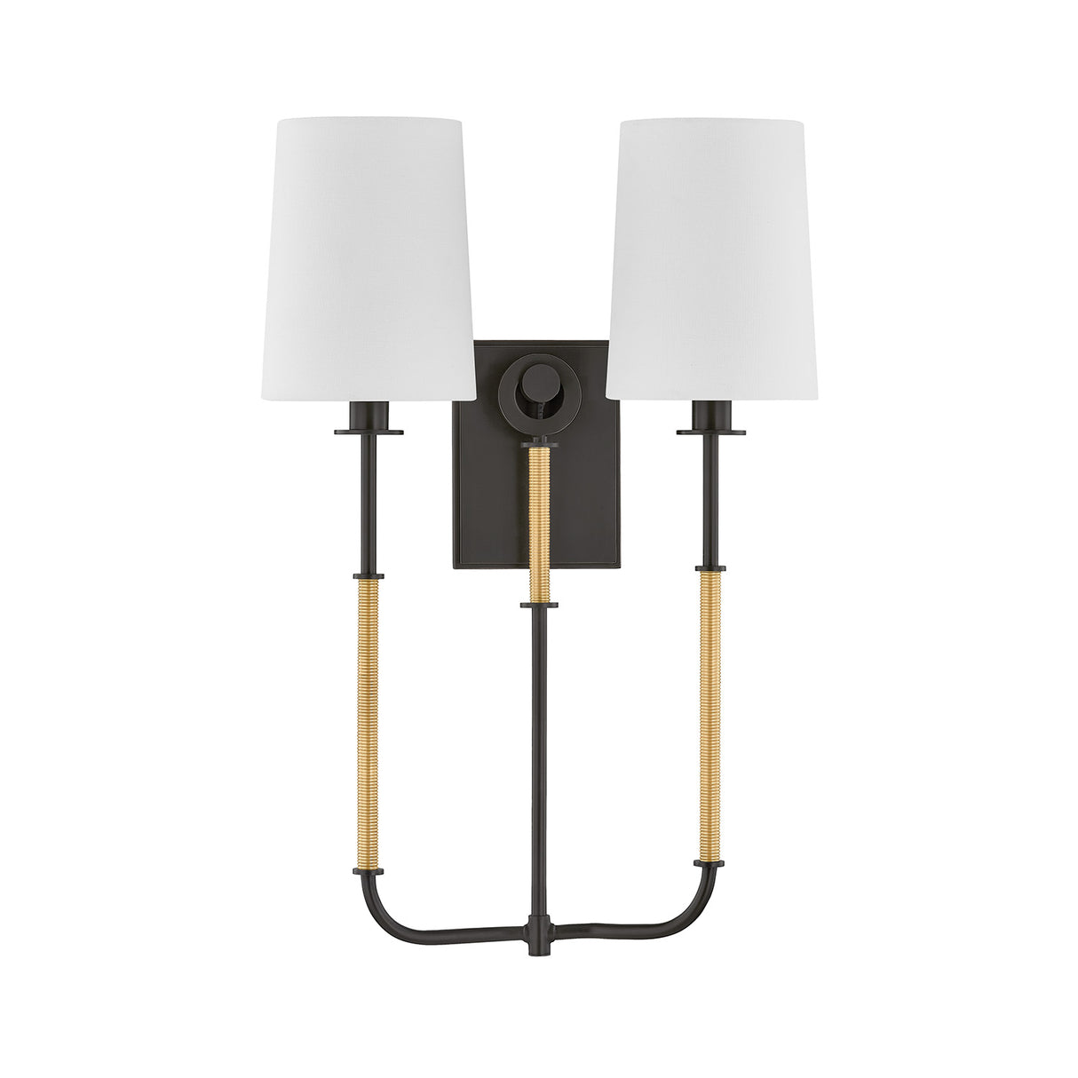 Pratt Double Wall Sconce 21", Old Bronze and Aged Brass