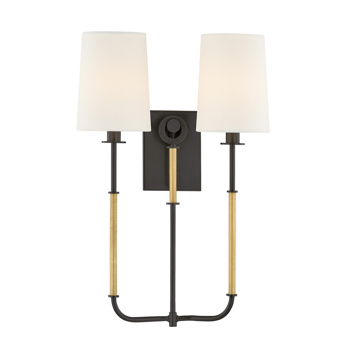 Pratt Double Wall Sconce 21", Old Bronze and Aged Brass