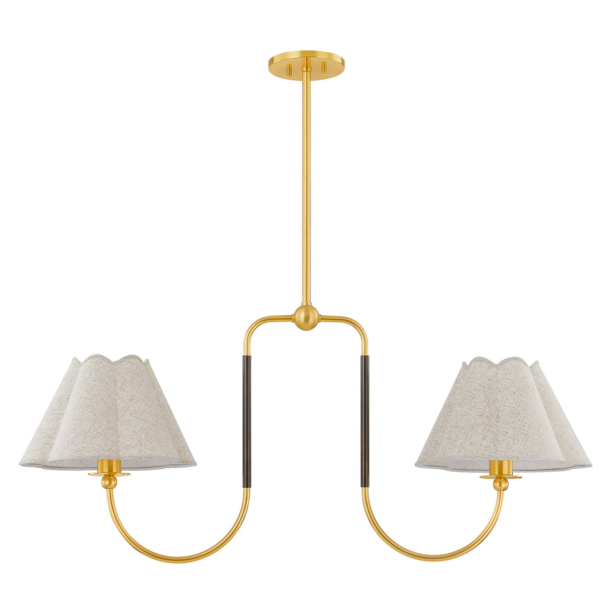 Sara 2 Light Linear Pendant 42", Aged Brass and Bronze