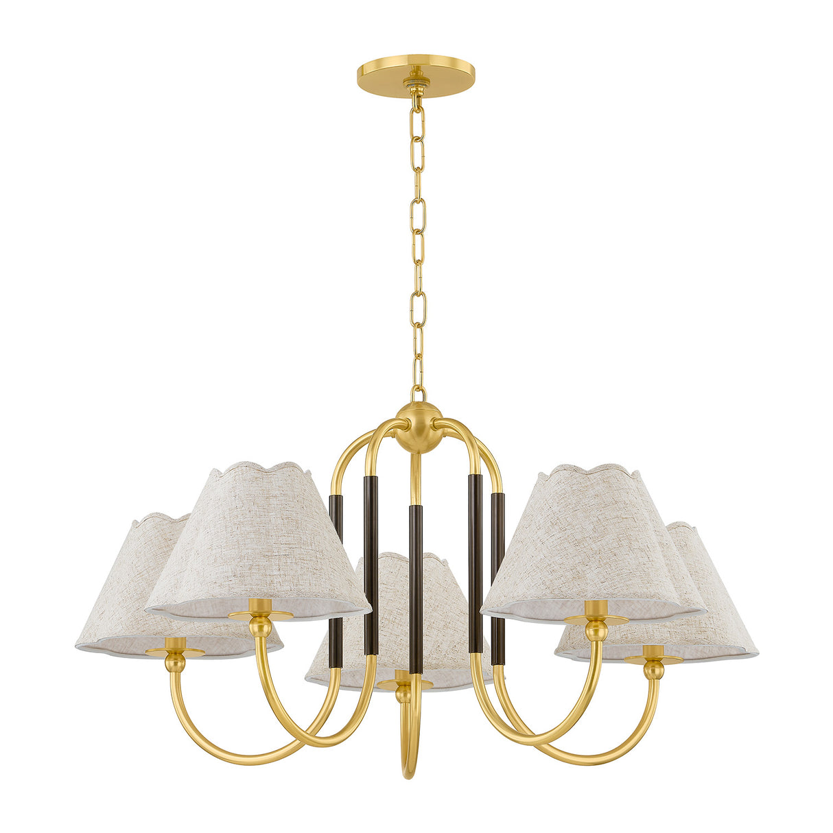 Sara 5 Light Chandelier 33", Aged Brass and Bronze