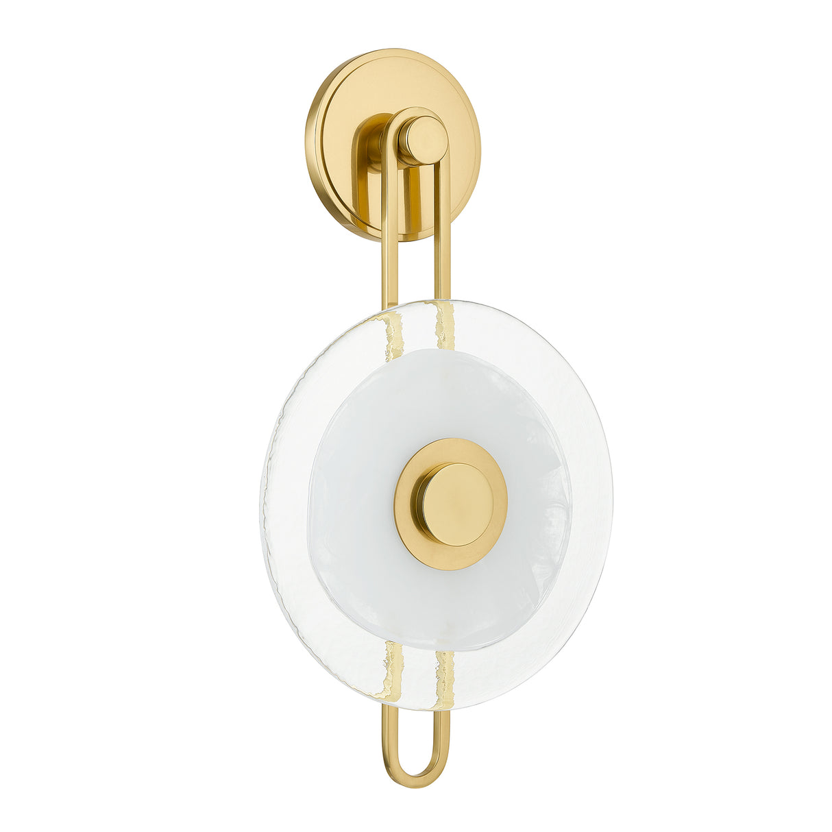 Quella LED Wall Sconce 18", Aged Brass and Piastre Glass