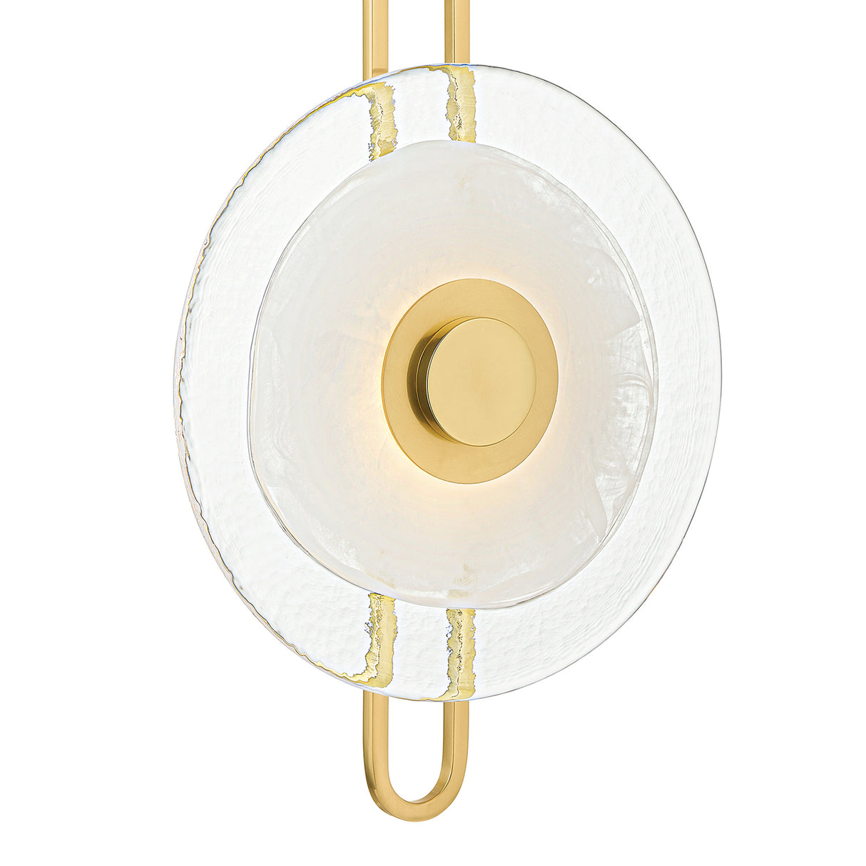 Quella LED Wall Sconce 18", Aged Brass and Piastre Glass