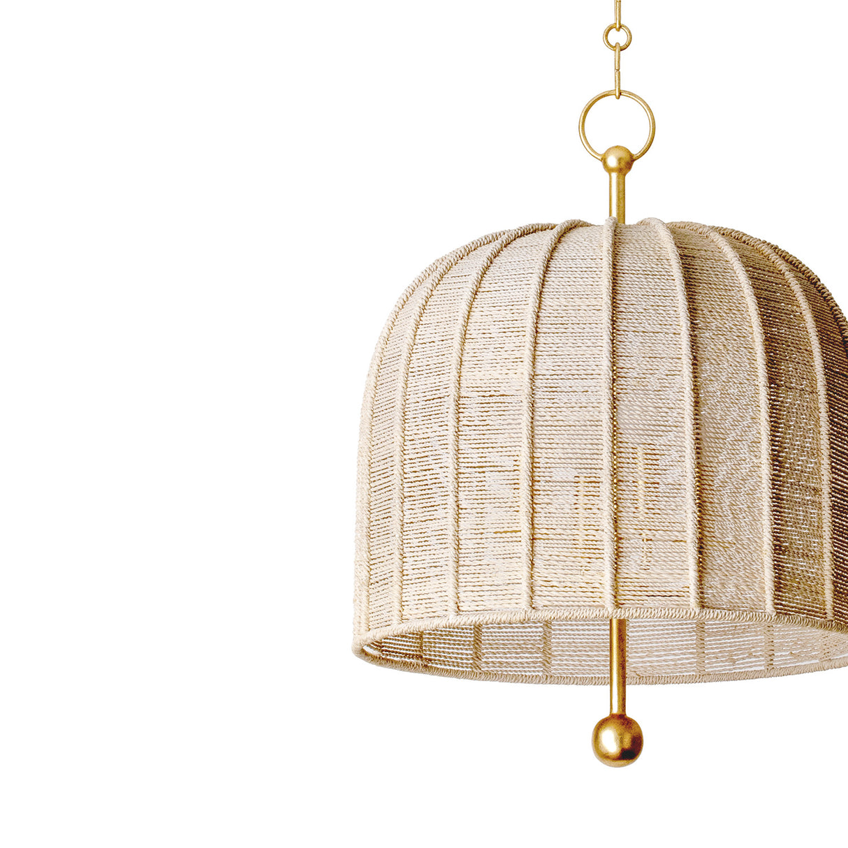 Benito Medium Pendant 15", Gold Leaf and Natural Rope