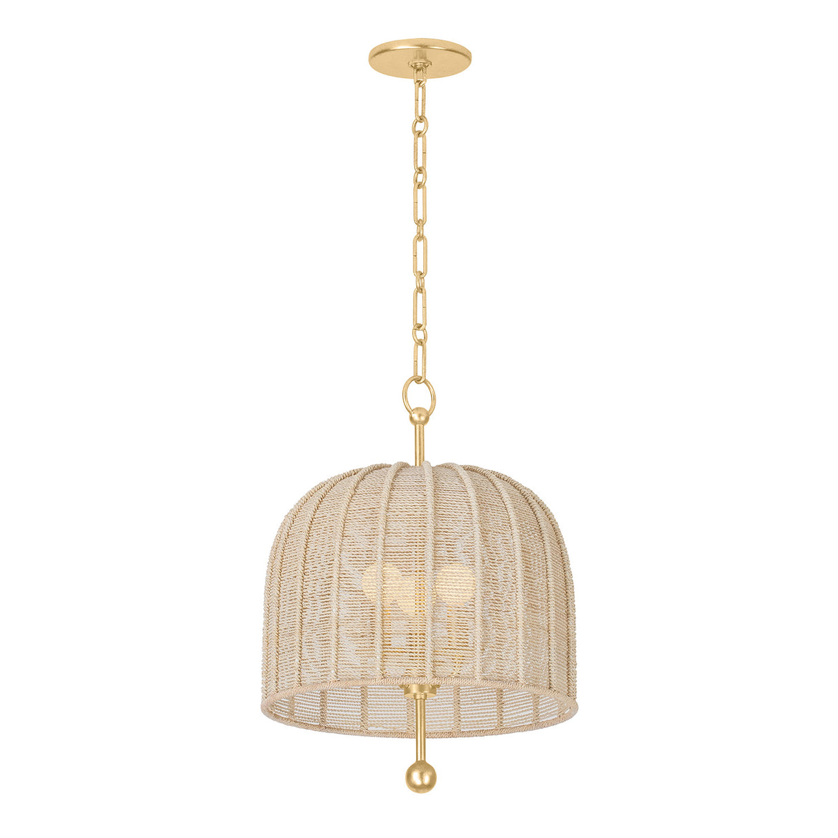 Benito Medium Pendant 15", Gold Leaf and Natural Rope