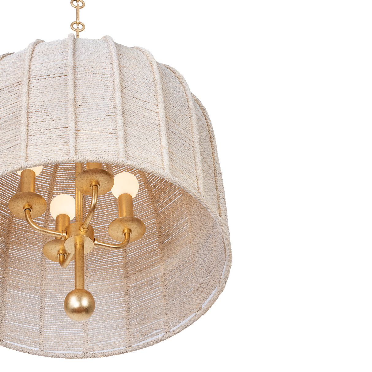 Benito Large Pendant 20", Gold Leaf and Natural Rope