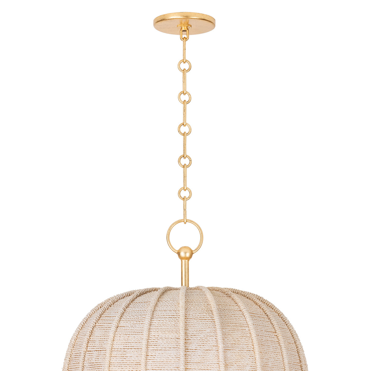 Benito Large Pendant 20", Gold Leaf and Natural Rope