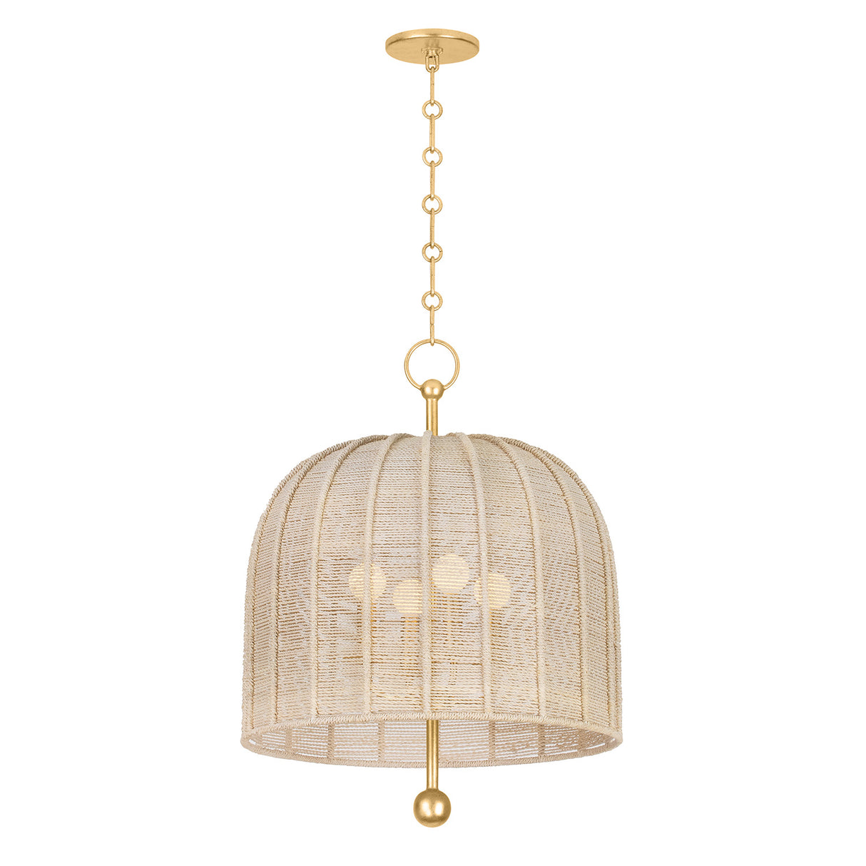 Benito Large Pendant 20", Gold Leaf and Natural Rope