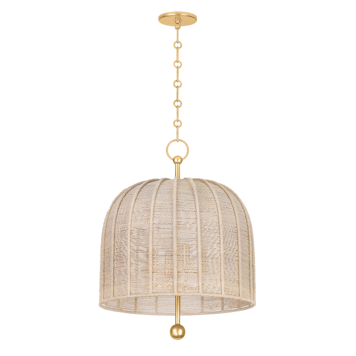 Benito Large Pendant 20", Gold Leaf and Natural Rope