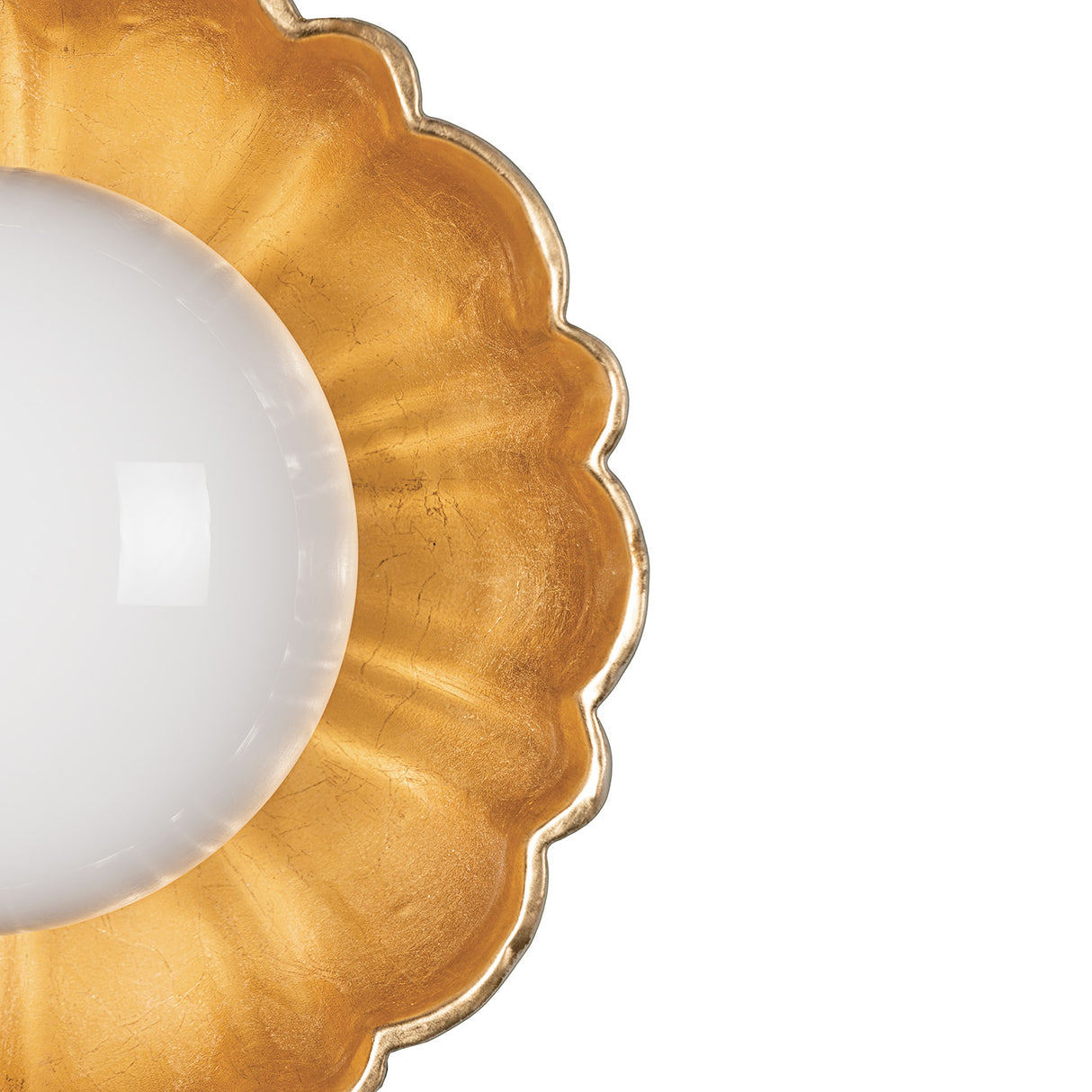 Beatrix Flush Mount 14", White and Gold Leaf