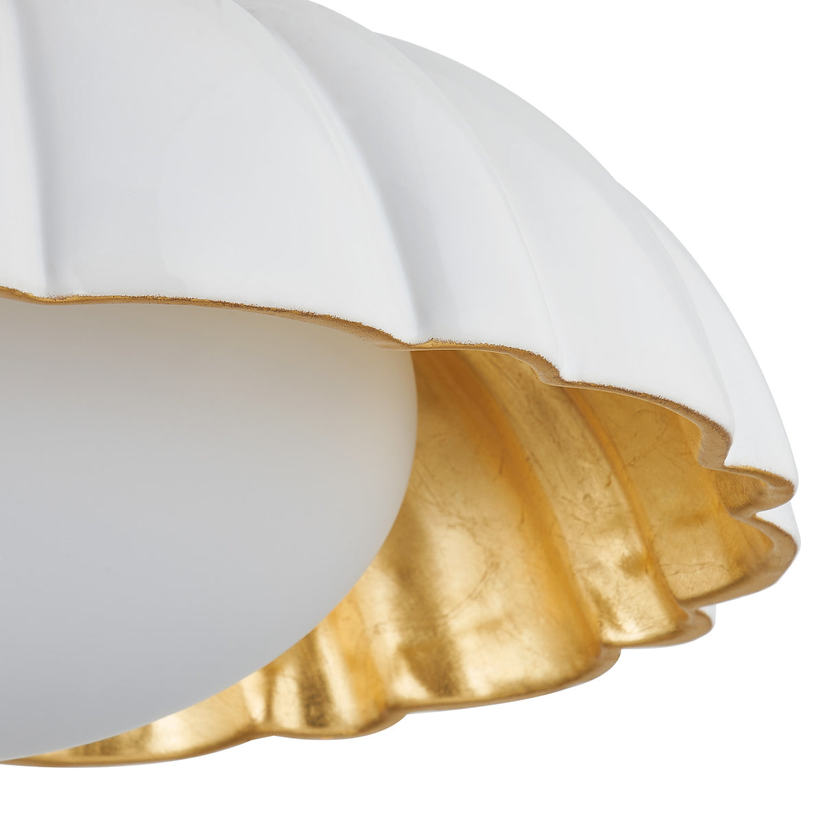 Beatrix Flush Mount 14", White and Gold Leaf