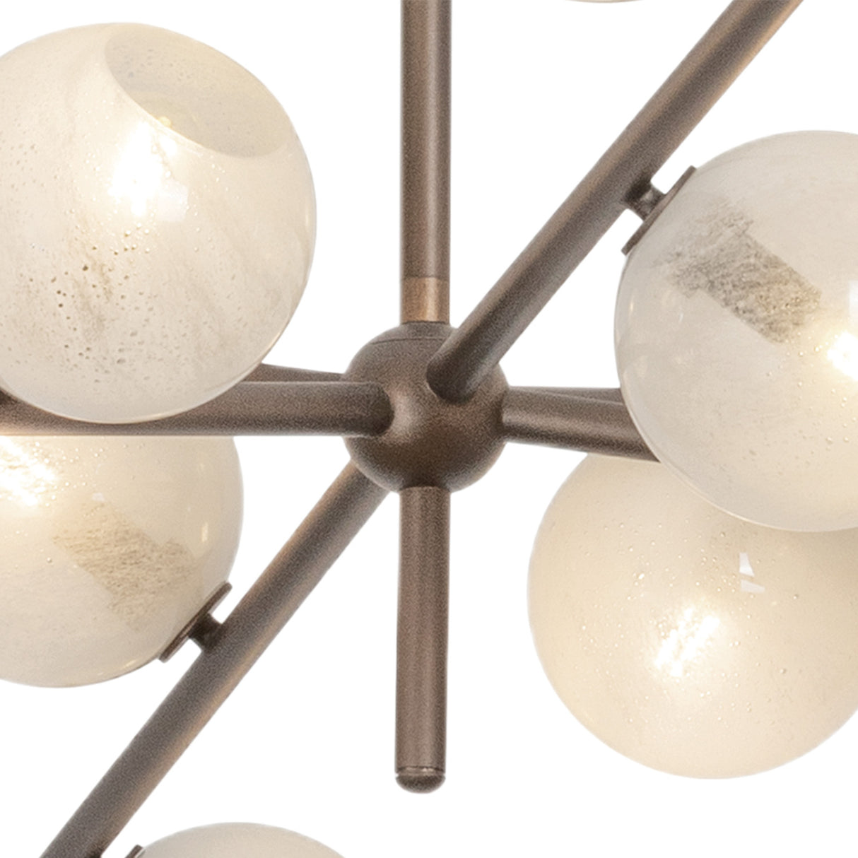 Felix 12 Light Chandelier 42", Bronze Leaf and Seeded Cloud Glass