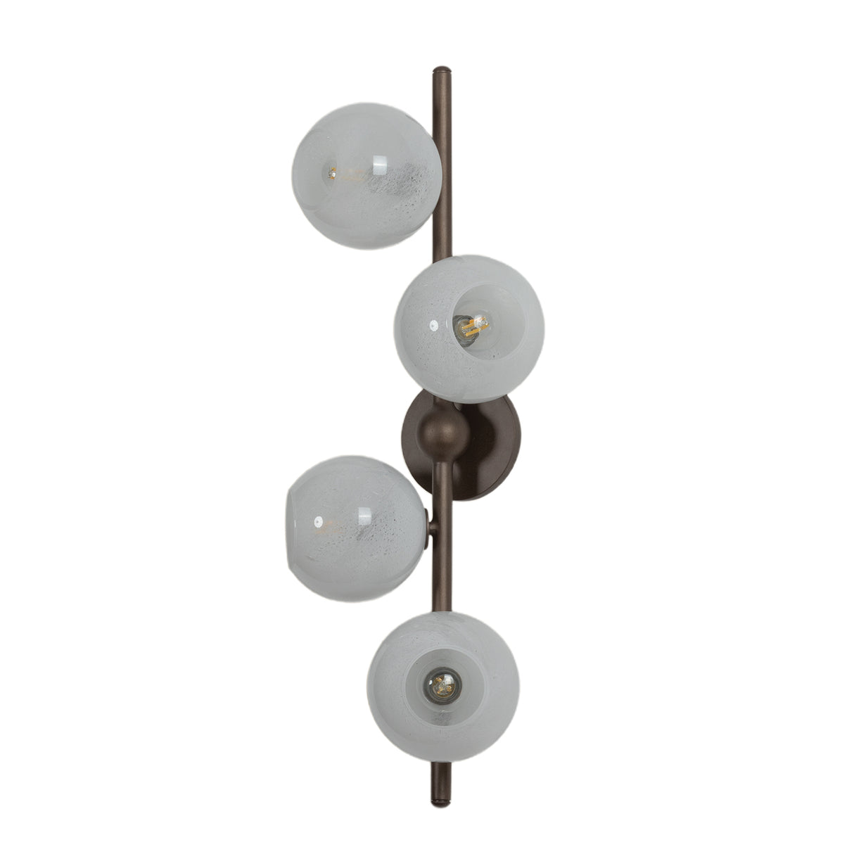 Felix 4 Light Wall Sconce 28", Bronze Leaf and Seeded Cloud Glass
