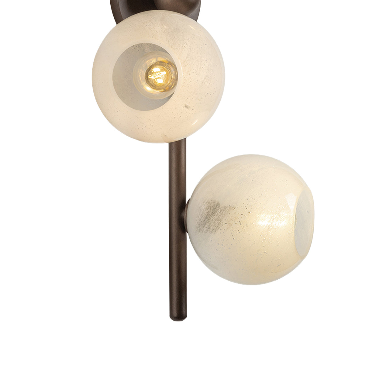Felix 4 Light Wall Sconce 28", Bronze Leaf and Seeded Cloud Glass