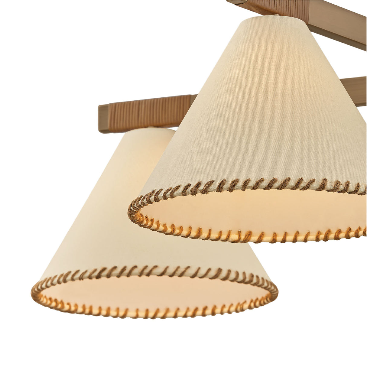 Delora 5 Light Chandelier 40", Patina Brass and Rattan