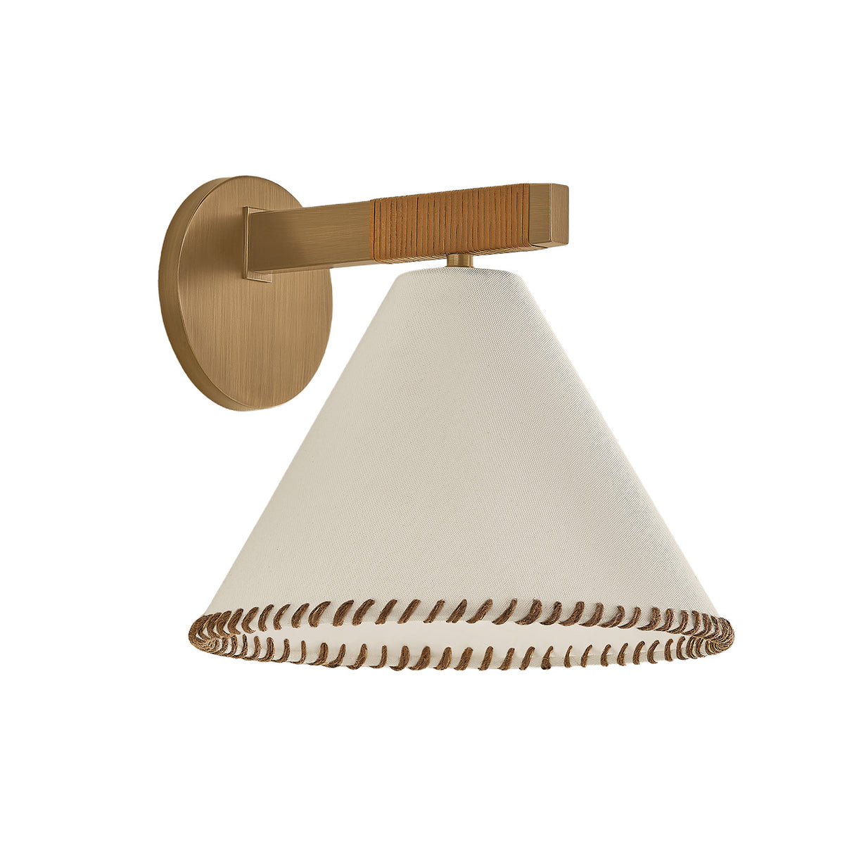 Delora Wall Sconce 9", Patina Brass and Rattan