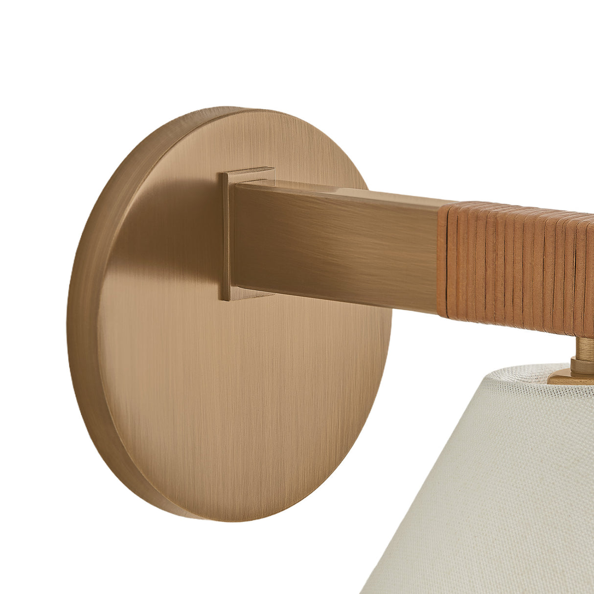 Delora Wall Sconce 9", Patina Brass and Rattan