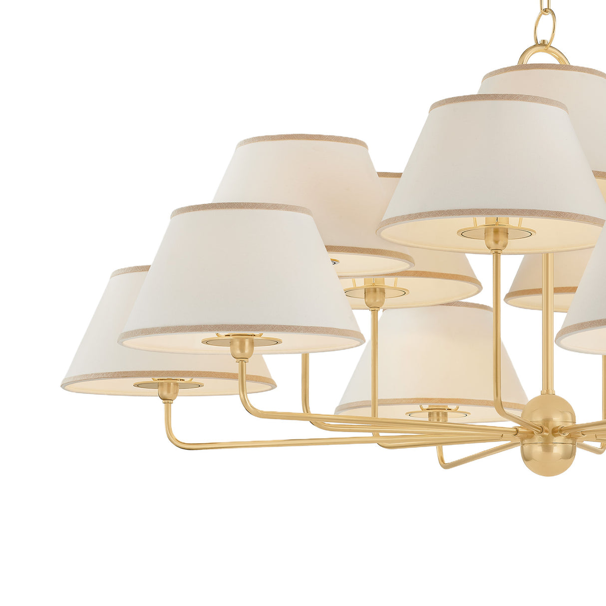 Belmont 13 Light Chandelier 55", Aged Brass