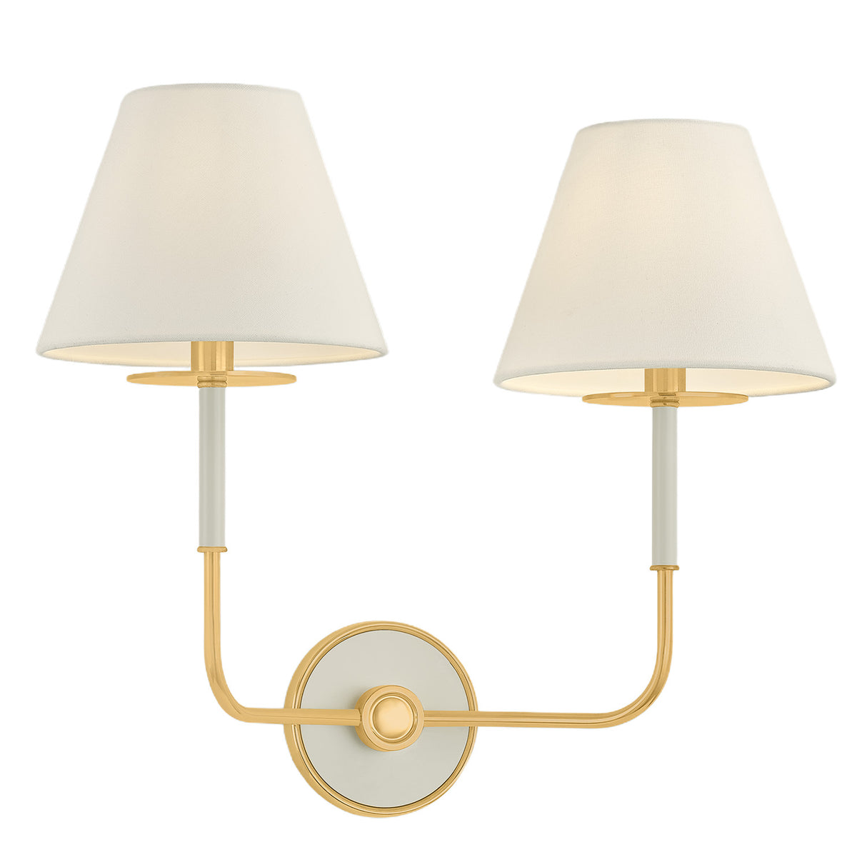 Cicero Double Wall Sconce 16", Off White and Aged Brass